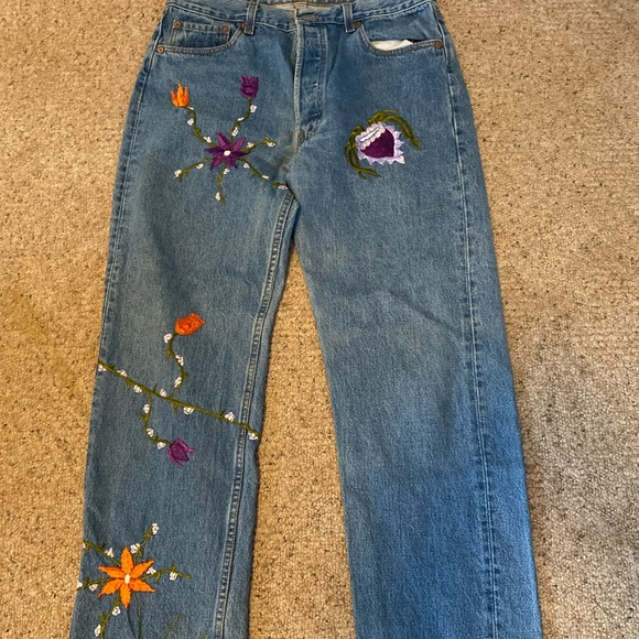 Levi's Denim - Vintage, custom embroidered 501’s, from 1980-90’s